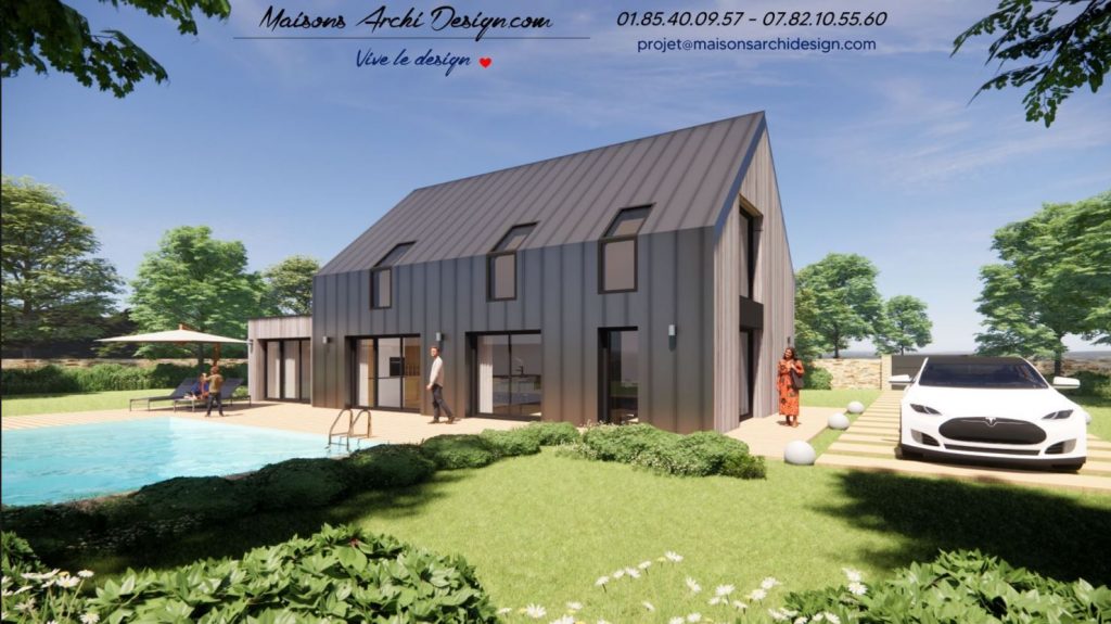 Modele Maison Toiture et Bardage Zinc par votre constructeur architecte bardage bois