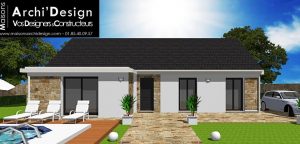Maison Flo Avancee Toit plat bardage Pierre Archidesign