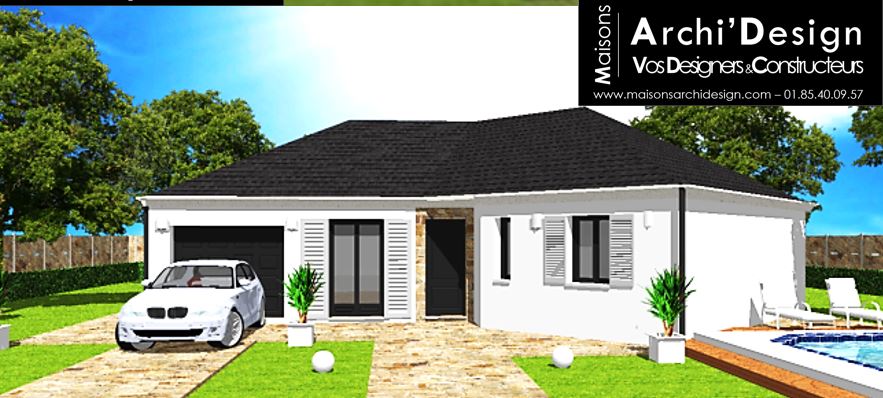 Maison Jao 4 pans porche rentrant Archidesign