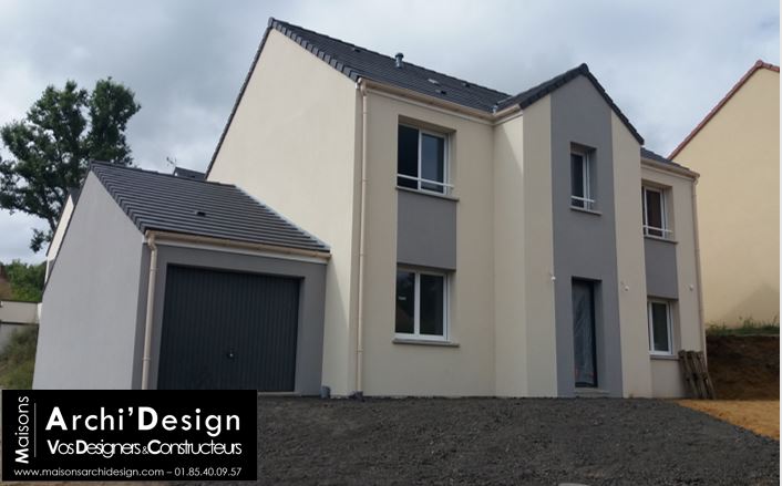 Maison Lea contemporaine enduit bicolore dans les yvelines