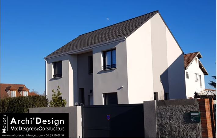 Maison Leo enduit biton contemporain dans les yvelines menuiseries gris anthracite archidesign