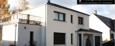 77 Brie Comte Robert Construction par Constructeur Design Architecte d une maison neuve individuelle sur mesure contemporaine moderne 4 pans toit terrasse enduit bicolore grandes baies