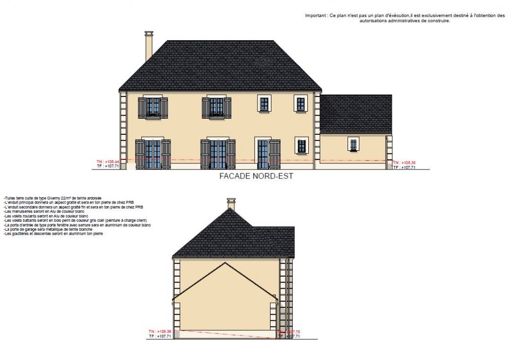 Architecte Constructeur de Maison Design Moderne Classique Mansard sur Clairefontaine en Yvelines 78 plan facade