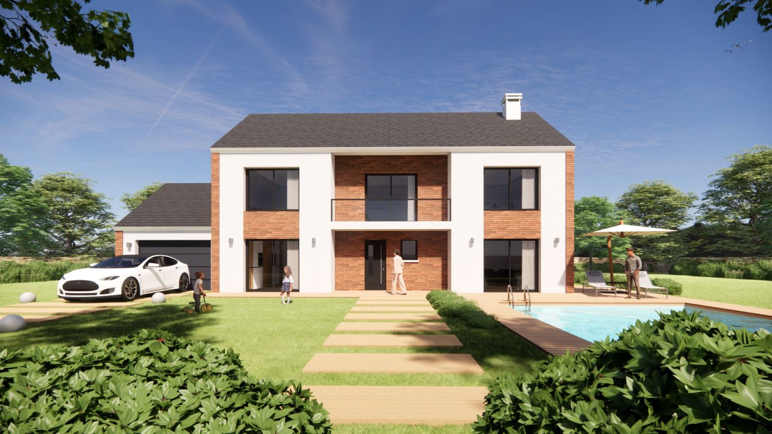 Constructeur de maison moderne design a etage et sur mesure architecte