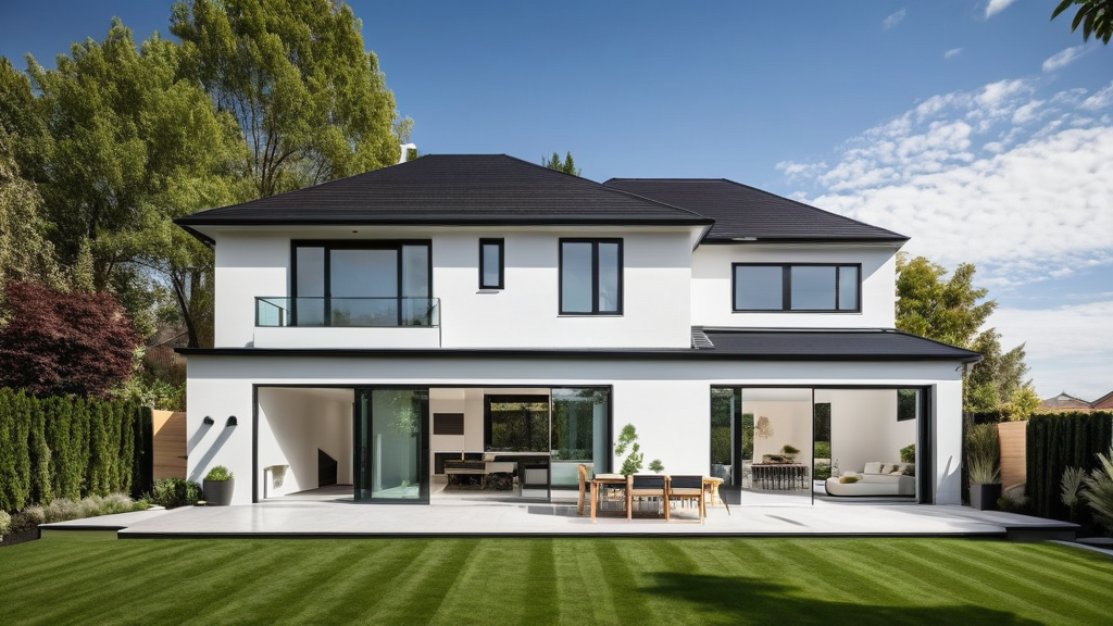 Variante Esquisse 3D pour permis de construire et construction maison moderne design 4 pans a etage type architecte sur le Chesnay