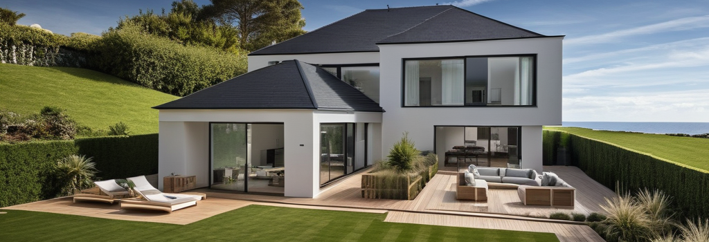 Vue arriere maison design moderne architecte a Verrieres le Buisson 91 Essonne