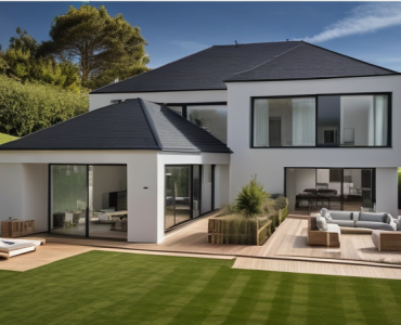 Vue arriere maison design moderne architecte a Verrieres le Buisson 91 Essonne
