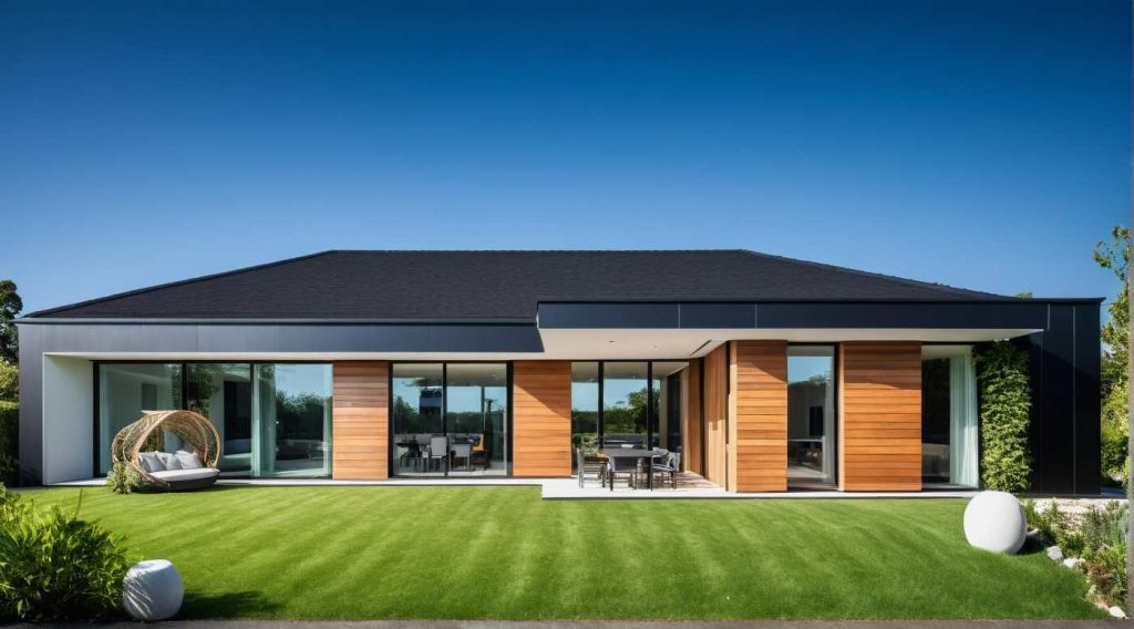 ArchiCrea L3 - Modele Maison Plain Pied Toit Plat et 4 pans en L