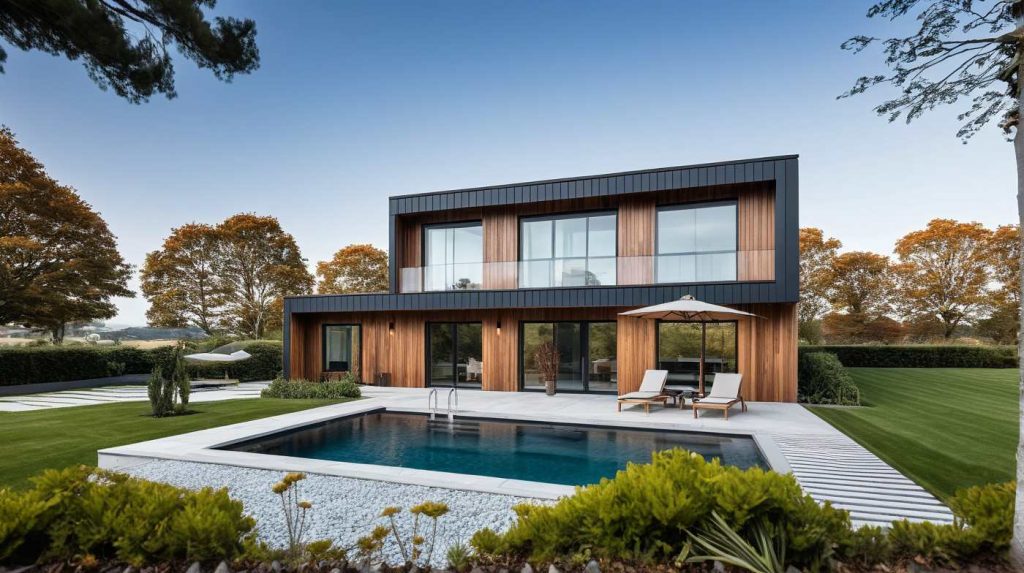 Archi S1 TT Black - Modèle Maison Toit Plat Bardage Bois et Noir