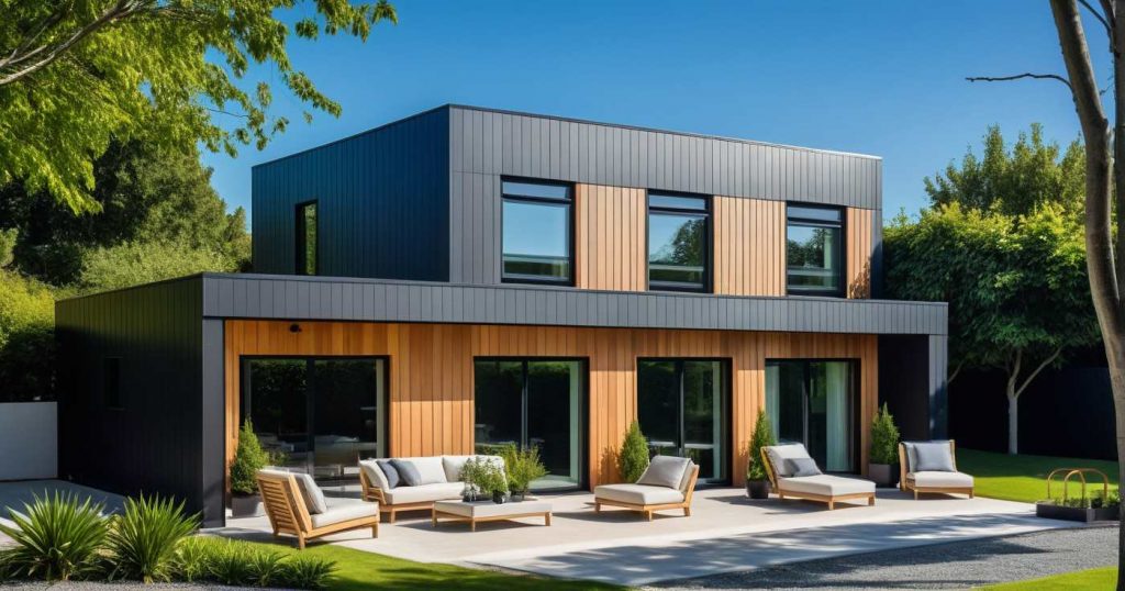 Archi S5 (4) Black and Wood Maison Toiture Terrasse Zinc et Bois