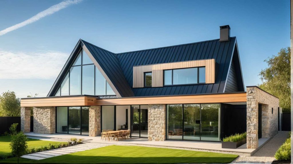 ArchiConcept L TT - maison comble aménagé en L avec avancée toit terrasse plat moderne design