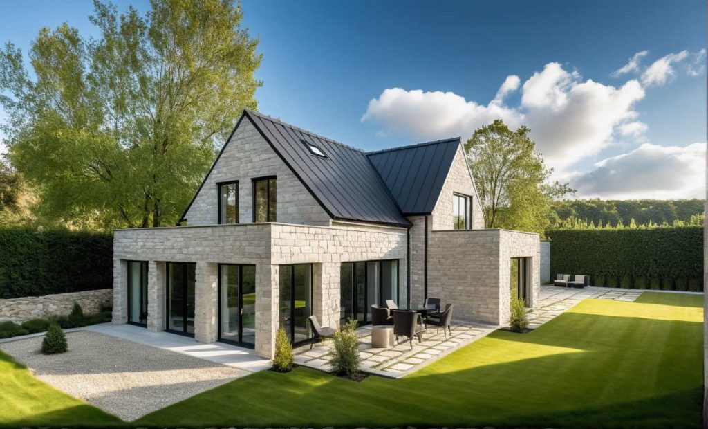 ArchiConcept L6 TT - Maison en L combles aménagés moderne design avec décroché toit terrasse