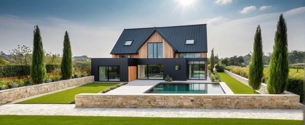 ArchiConcept TT TL1 - maison comble aménagé avec avancée moderne design en T et L