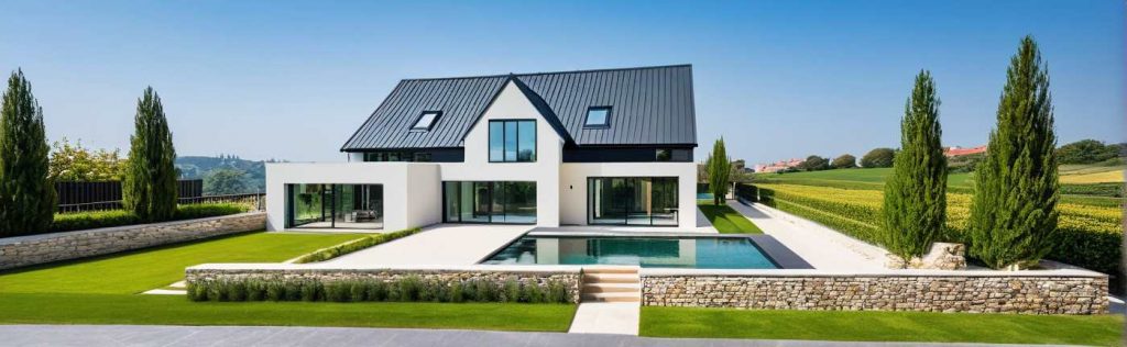 ArchiConcept TT TL1 - maison comble aménagé avec avancée moderne design en T et L