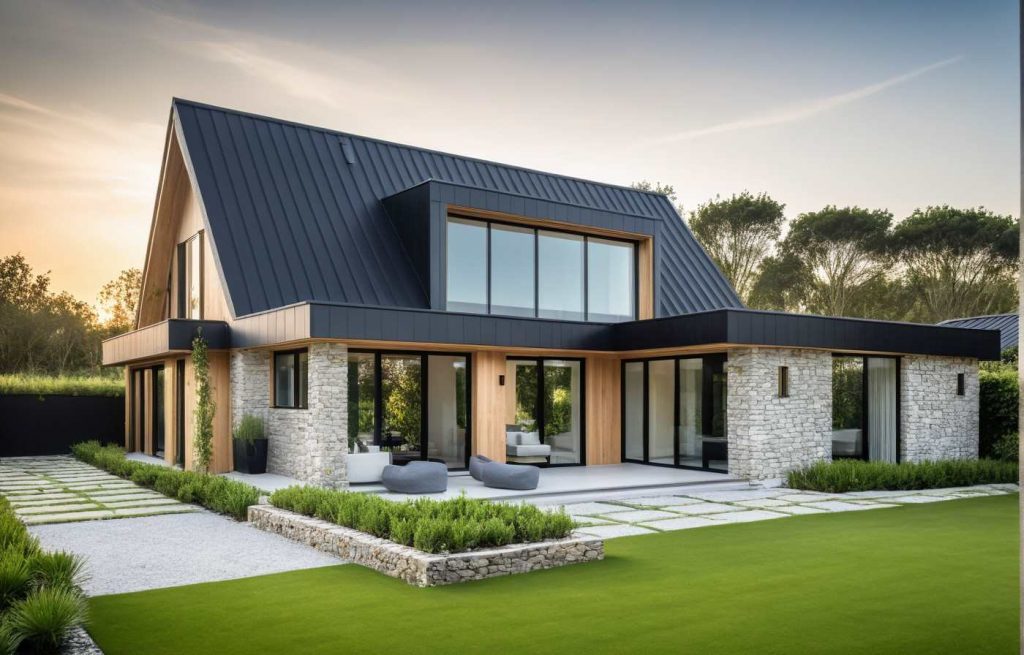 ArchiConcept TT TL4 - maison avec lucarne toit plat et décroché L toit plat terrasse moderne