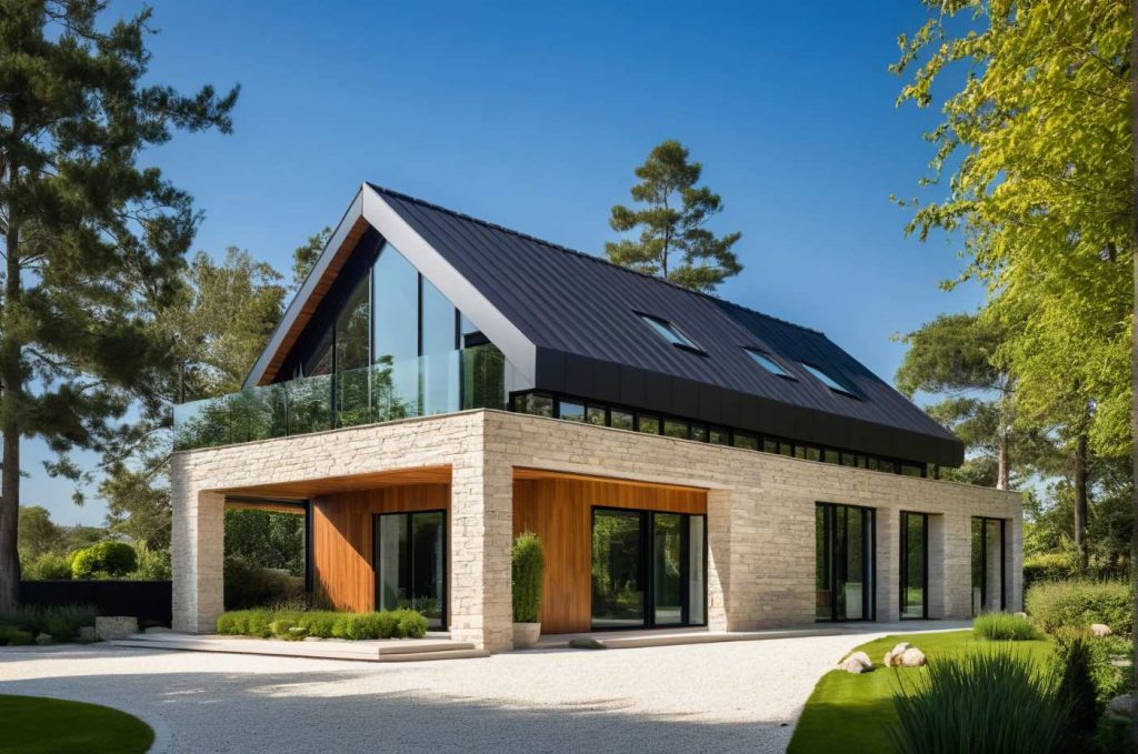 ArchiConcept TT3 - maison combles aménagés 2 pans et toit plat terrasse et balcon design sur mesure