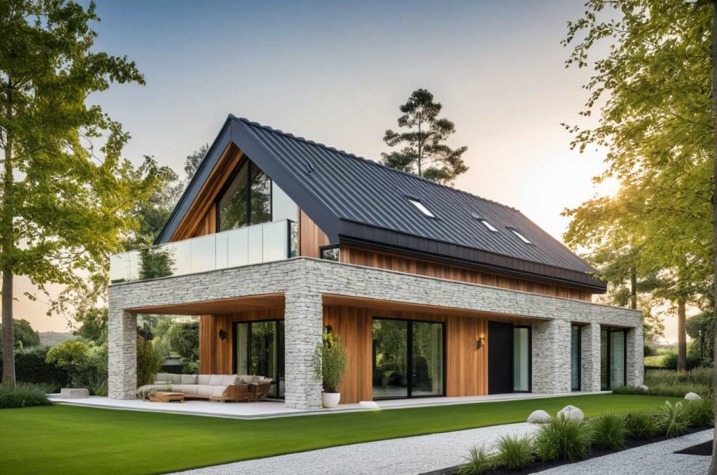 ArchiConcept TT3 - maison combles aménagés 2 pans et toit plat terrasse et balcon design sur mesure