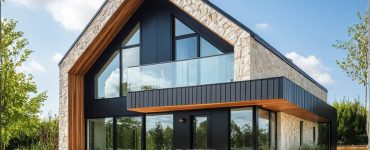 ArchiConcept TTI 1 - maison combles aménagés moderne faitage inversé design parement pierre et bardage zinc ou bois anthracite