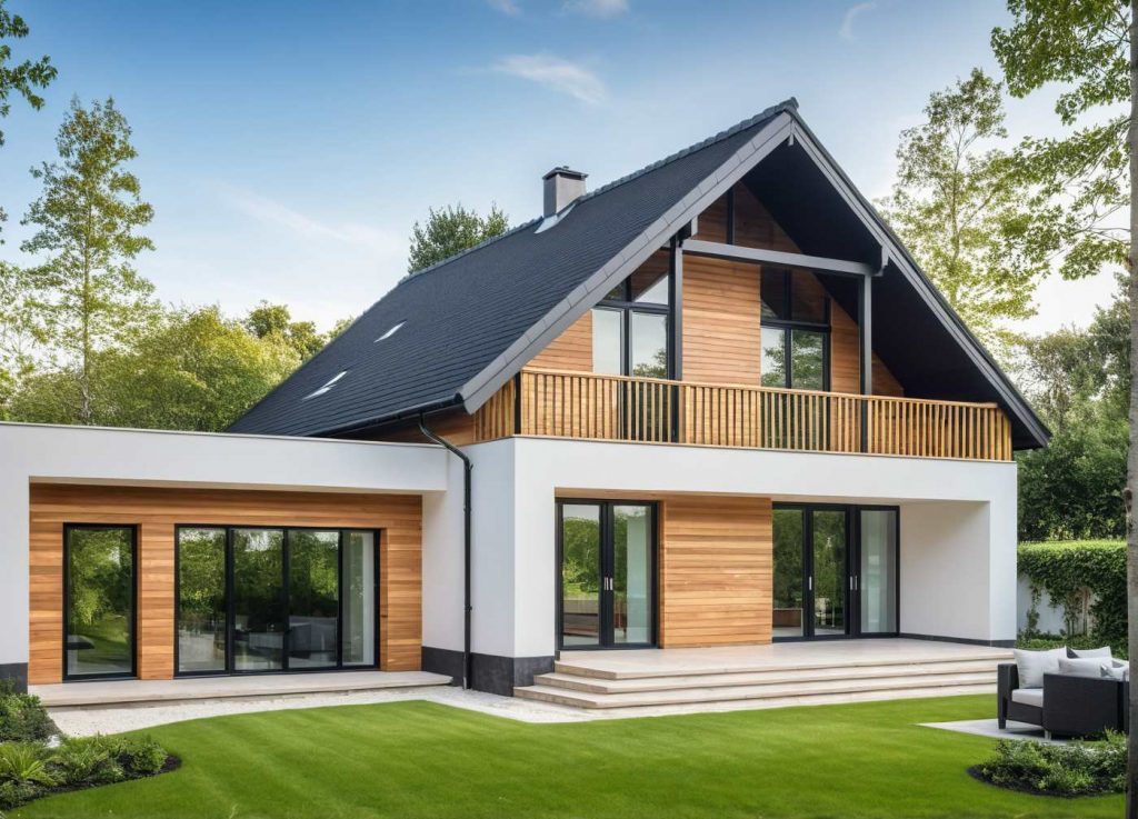 ArchiConcept TTI4 - maison avec étage, faitage inversé, toit plat, balcon, moderne, design