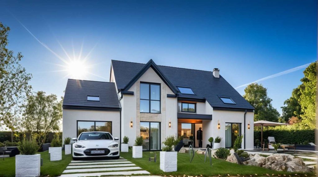 ArchiConcept UB2 - maison combles aménagés moderne design avec décroché, bardage bois et parement pierre