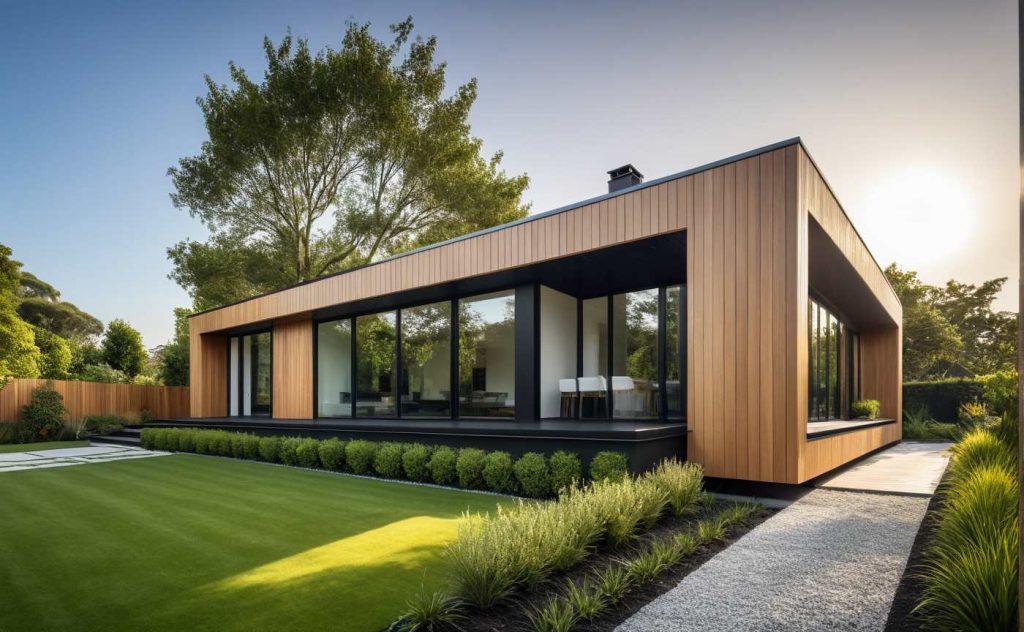 ArchiCrea D3 - modèle plain pied toit terrasse design bardage bois et anthracite