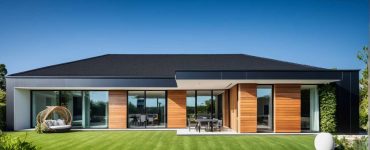 ArchiCrea L3, maison de plain pied en L, moderne, design contemporaine, 4 pans et toit terrasse