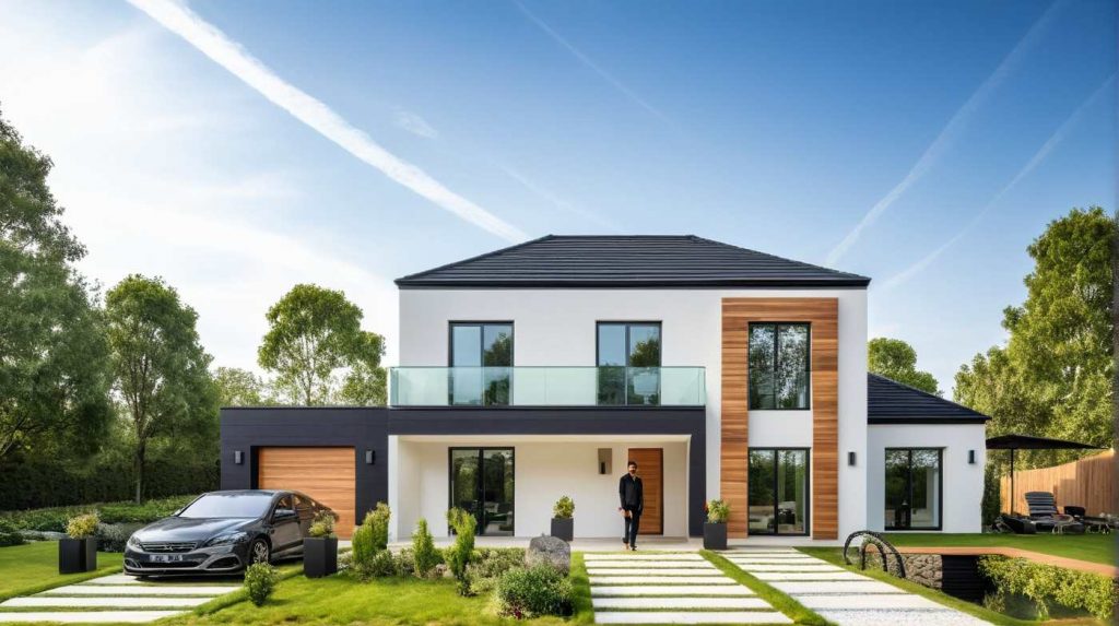 ArchiStyle LB3 - maison en L 4 pans, balcon