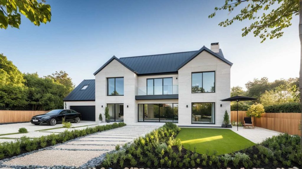 ArchiStyle U1 - Maison a étage en U moderne design sur mesure avec balcon