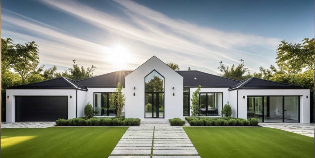Manoir PP1 - Maison de plain pied élégante enduit blanc