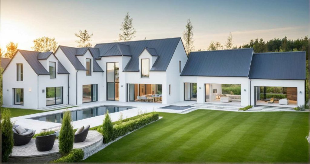 Manoir RCL - Maison avec Comble, de maitre, élégante en L avec enduit blanc