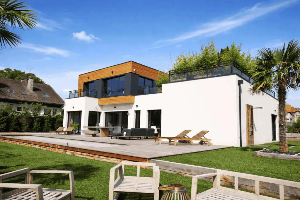 Designer Constructeur d'une Maison d'Architecte Bois et Brique Toit Plat Terrasse Maison HL à Saint Nom la Breteche Feucherolles Crespieres
