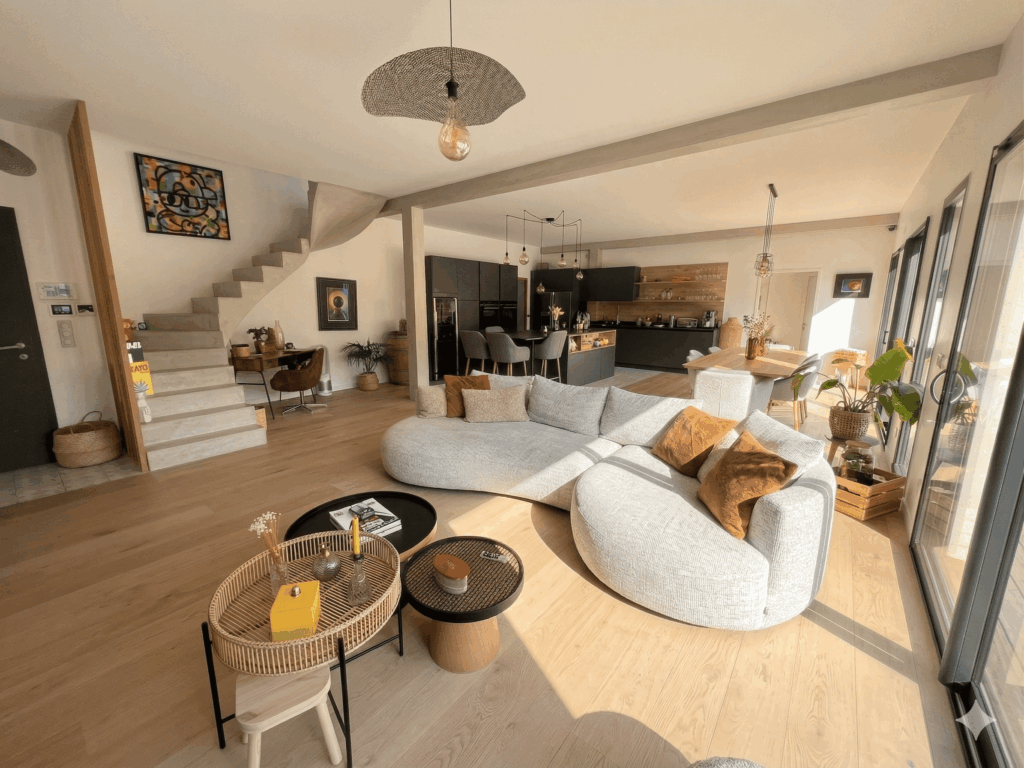 Architecture d'intérieur - Constructeur d'une Maison d'Architecte Bois et Brique Toit Plat Terrasse Maison HL à Saint Nom la Breteche Feucherolles Crespieres