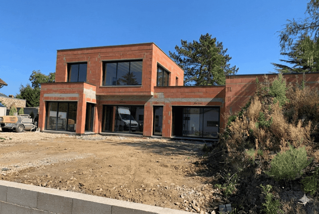 Constructeur d'une Maison d'Architecte Bois et Brique Toit Plat Terrasse Maison HL à Saint Nom la Breteche Feucherolles Crespieres