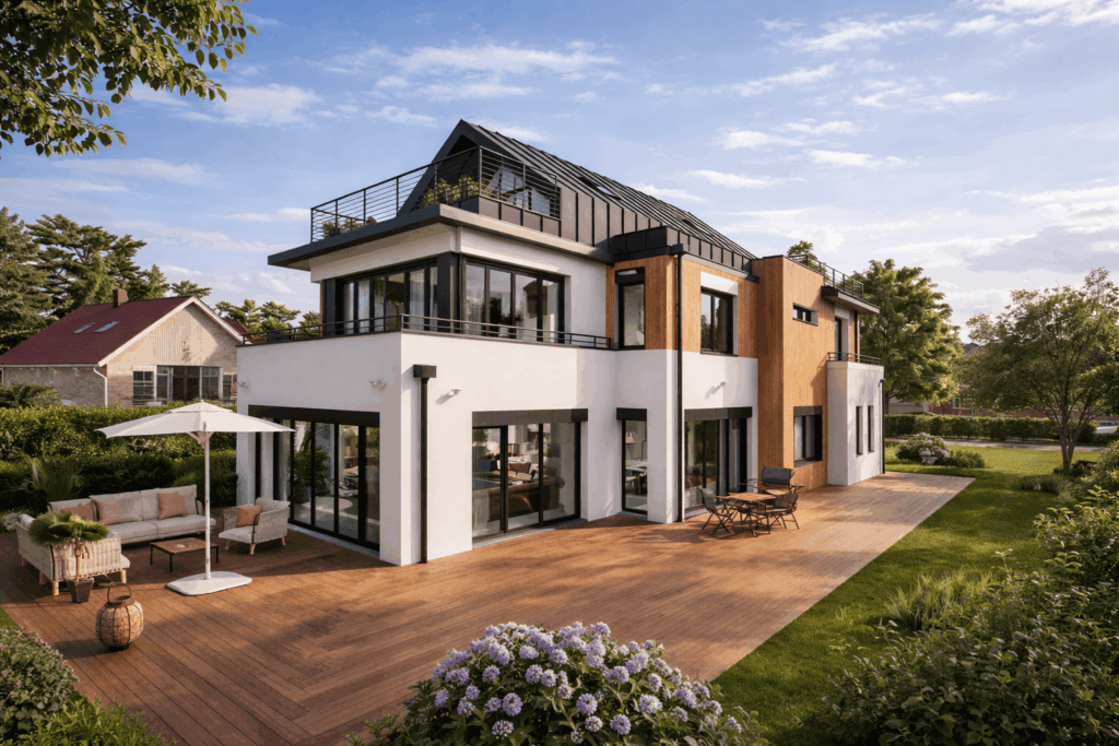 78 Maison G Constructeur Maison Architecte Zinc et toit plat terrasse bardage bois Le Vesinet Chatou Croissy (1 (7)