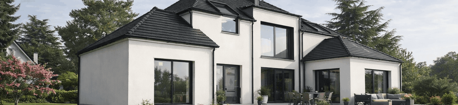 94 Cilla Santeny (2) - chantier fini (vu modifié avec ia) - constructeur maison architecte sur mesure 4 pans moderne