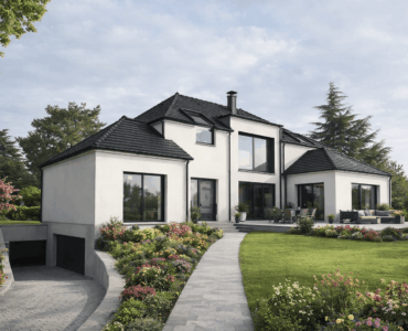 94 Cilla Santeny (2) - chantier fini (vu modifié avec ia) - constructeur maison architecte sur mesure 4 pans moderne