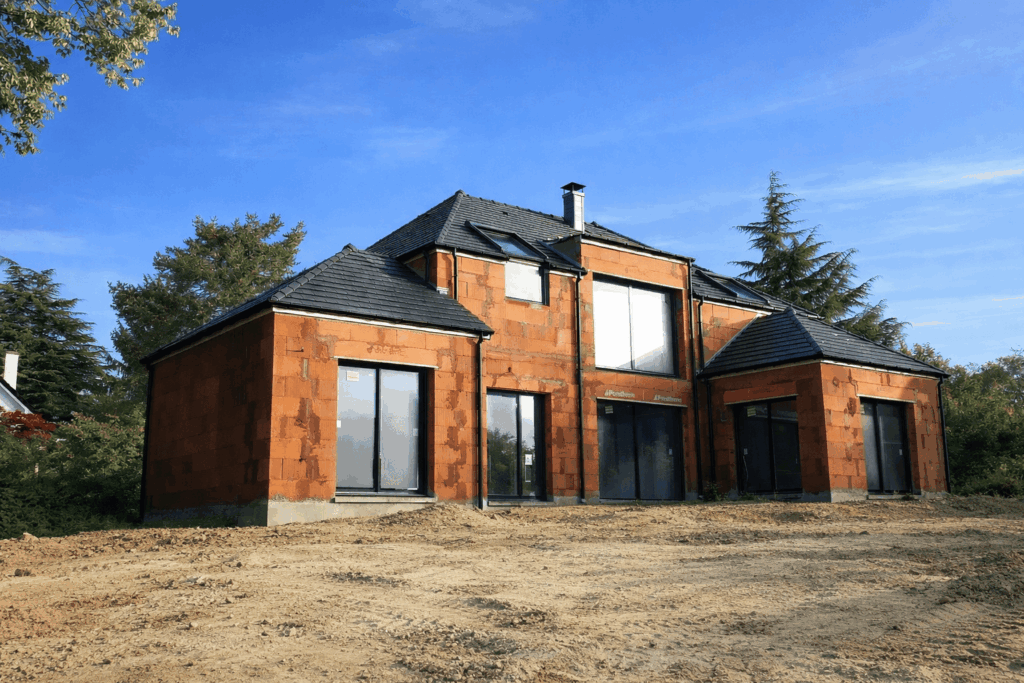 94 Cilla Santeny (2) - chantier en cours - constructeur maison architecte sur mesure 4 pans moderne